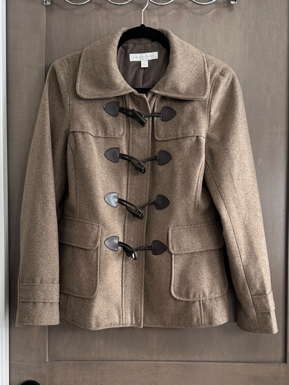 New York & Company Women’s Medium Brown Wool Blend Duffle Coat Size M